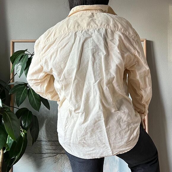 Vtg 90s minimlist button down blouse cotton ramie Oversized Long Sleeve Medium - Picture 9 of 10